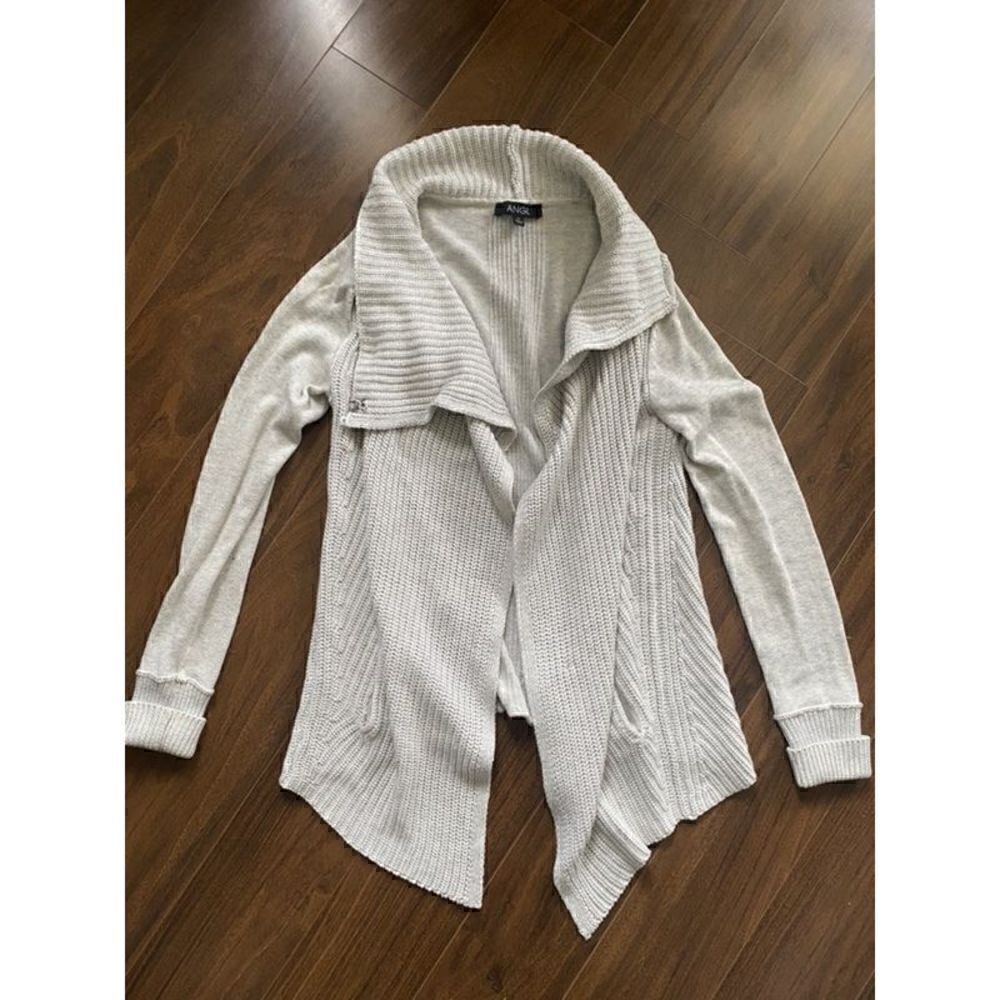 ANGL S light grey collared sweater jacket cardigan with pockets